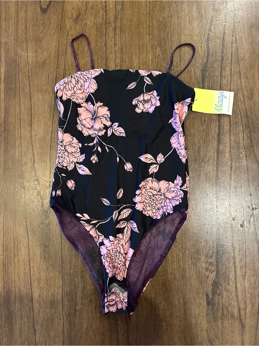Maaji Reversible Floral One Piece Swimsuit Purple Pink NWT Size M
